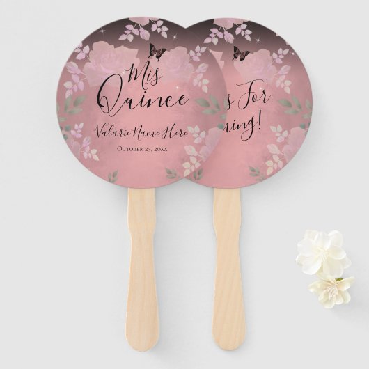 バラファンシーキンセアニェラピンク ハンドファン (正面&裏面)