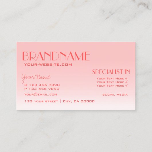 バラファンシーピンクノーブル鏡文字プロフェッショナル 名刺 (裏面)