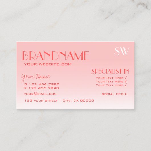 バラファンシーピンクノーブル鏡文字付きモノグラム 名刺 (裏面)