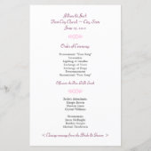 バラファンタジー結婚式 プログラム (裏面)