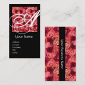 バラフィールド正方形モノグラムピンク赤黒、白 名刺 (正面/裏面)