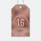 バラフェイクゴールドフォイルのテクスチャハッピーバースデーと年齢 ギフトタグ (正面)