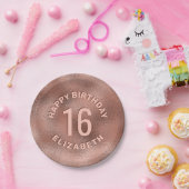 バラフェイクゴールドフォイルのテクスチャハッピーバースデーと年齢 ペーパープレート (パーティー)