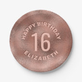 バラフェイクゴールドフォイルのテクスチャハッピーバースデーと年齢 ペーパープレート (正面)