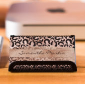 バラフェイクゴールドフォイルグリッターブラシストロークレオパード 名刺