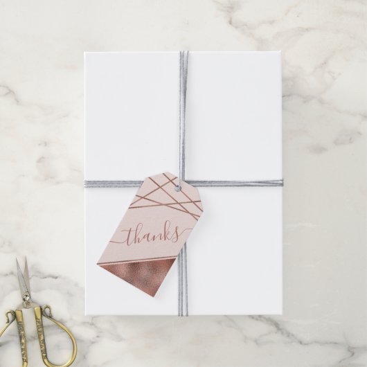 バラフェイクゴールドフォイルサンキュー&カスタム文字 ギフトタグ