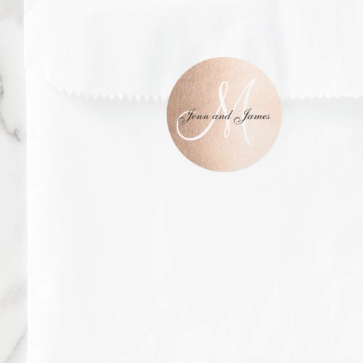 バラフェイクゴールドフォイルブラック結婚式の引き出物イニシャル ラウンドシール