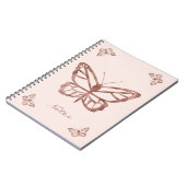 バラフェイクゴールドフォイルルルック蝶&カスタム文字 ノートブック (左側)