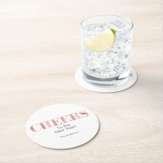 バラフェイクゴールドフォイル応援新年 ラウンドペーパーコースター (インサイチュ)