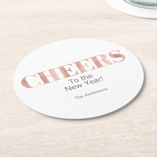 バラフェイクゴールドフォイル応援新年 ラウンドペーパーコースター (アングル)