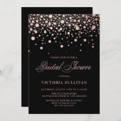 バラフェイクゴールドフォイル紙吹雪ブラックブライダルシャワー 招待状 (正面/裏面)