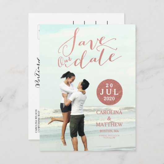 バラフェイクゴールドフォイル | 写真はがきを保存 案内ポストカード (正面/裏面)