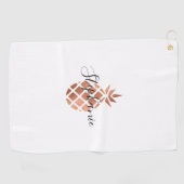 バラフェイクゴールドフォイルPineappleあなたの名前を追加 ゴルフタオル (横)