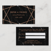 バラフェイク金ゴールドが黒大理石の参照にジオメトリック 紹介カード (正面/裏面)