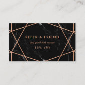 バラフェイク金ゴールドが黒大理石の参照にジオメトリック 紹介カード (正面)