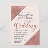 バラフェイク金ゴールドきらめくグリッターセク結婚イン 招待状 (正面/裏面)