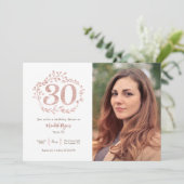 バラフェイク金ゴールドの葉のリース30th誕生日 招待状 (スタンド正面)