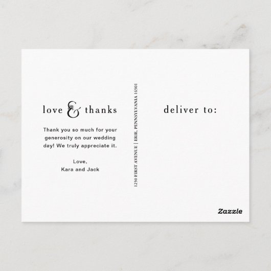 バラフェイク金ゴールドアンパサンド | 写真ありがとう ポストカード (裏面)