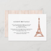 バラフェイク金ゴールドエッフェルタワー結婚ズゲスト詳細 エンクロージャーカード (正面/裏面)