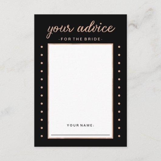 バラフェイク金ゴールドオンブラックアドバイスfor the Bride アドバイスカード (正面)