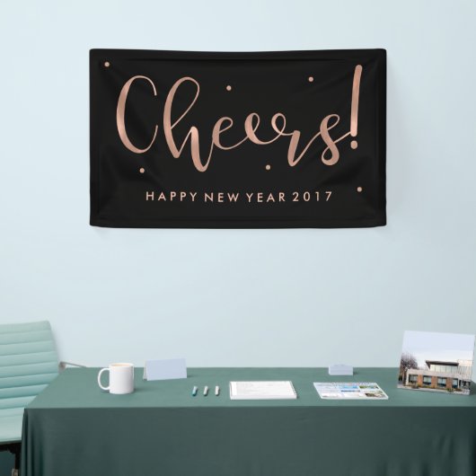 バラフェイク金ゴールドオンブラック応援新年 横断幕 (トレードショー)
