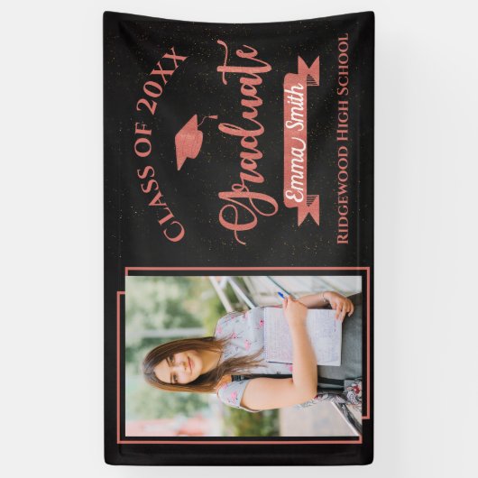 バラフェイク金ゴールドクラス2025写真卒業 横断幕 (縦)