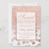 バラフェイク金ゴールドグラデーションパイナップルマーブルスウィート16 招待状 (正面)