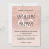 バラフェイク金ゴールドグラデーションピ結婚ンクカスタムグリッター 招待状 (正面)