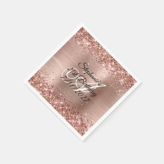 バラフェイク金ゴールドグリッターとフォイル21歳の誕生日 スタンダードカクテルナプキン (角)