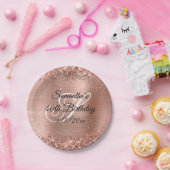 バラフェイク金ゴールドグリッターとフォイル40th誕生日 ペーパープレート (パーティー)