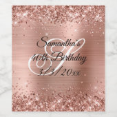 バラフェイク金ゴールドグリッターとフォイル40th誕生日 ワインラベル (シングルラベル)