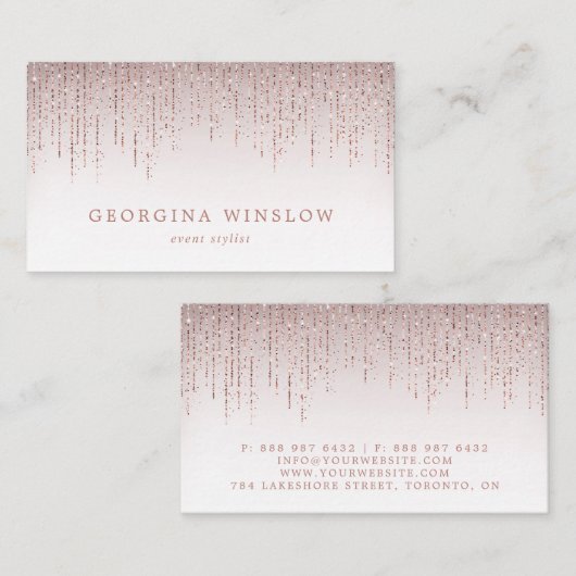 バラフェイク金ゴールドグリッターストリングカーテンラグジュアリー 名刺 (正面/裏面)