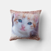 バラフェイク金ゴールドグリッターブラシ付き金属箔フォト クッション (裏面)