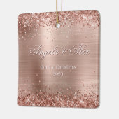 バラフェイク金ゴールドグリッターブラシ付き金属箔フォト セラミックオーナメント (左)