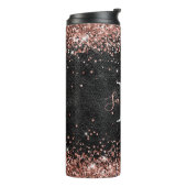 バラフェイク金ゴールドグリッターブラックレザーモノグラム タンブラー (回転左)