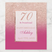 バラフェイク金ゴールドグリッターマゼンタシック70センセーショナル ワインラベル (シングルラベル)