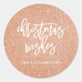 バラフェイク金ゴールドグリッタールッククリスマスウィッシュ ラウンドシール