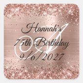 バラフェイク金ゴールドグリッター及びフォイル75誕生日 スクエアシール (正面)