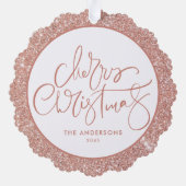 バラフェイク金ゴールドグリッター家族の写真クリスマス オーナメントカード (裏面)