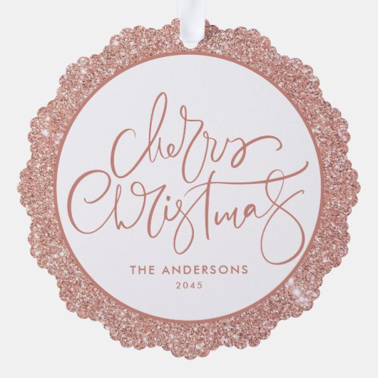 バラフェイク金ゴールドグリッター家族の写真クリスマス オーナメントカード