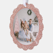 バラフェイク金ゴールドグリッター家族の写真クリスマス オーナメントカード (左)