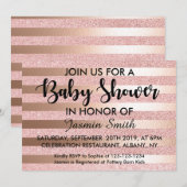 バラフェイク金ゴールドグリッター&バラゴールドフォイルベビーシャワー 招待状 (正面/裏面)