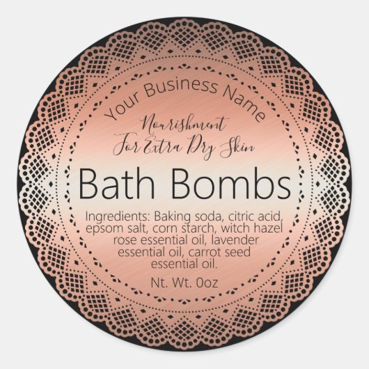 バラフェイク金ゴールドシールのラベル手作り風呂爆弾 ラウンドシール (正面)
