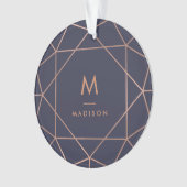 バラフェイク金ゴールドジオメトリオンミッドナイトブルー オーナメント (正面)