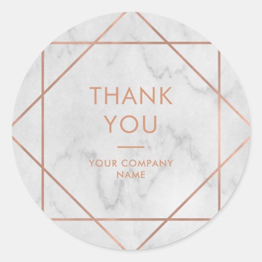 バラフェイク金ゴールドジオメトリックオンマーブル |ありがとうございます ラウンドシール (正面)