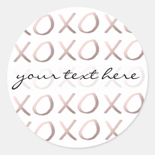 バラフェイク金ゴールドタイポグラフィハグ及びキスxoxo ラウンドシール (正面)