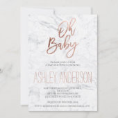 バラフェイク金ゴールドタイポグラフィマーブルシックベビーシャワー 招待状 (正面)
