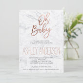 バラフェイク金ゴールドタイポグラフィマーブルシックベビーシャワー 招待状 (スタンド正面)
