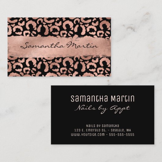 バラフェイク金ゴールドヒョウのブラシストローク箔 名刺 (正面/裏面)