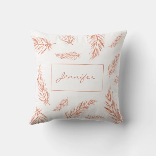 バラフェイク金ゴールドピンのカラー羽根名前をカスタムする クッション (裏面)